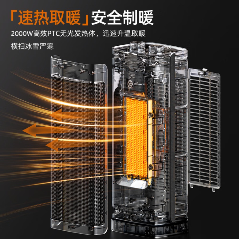 海尔(Haier)取暖器家用立式暖风机可拆洗防尘滤网PTC陶瓷速热电暖器电暖气卧室办公室取暖神器浴室烤火炉婴儿 [PTC高清大图