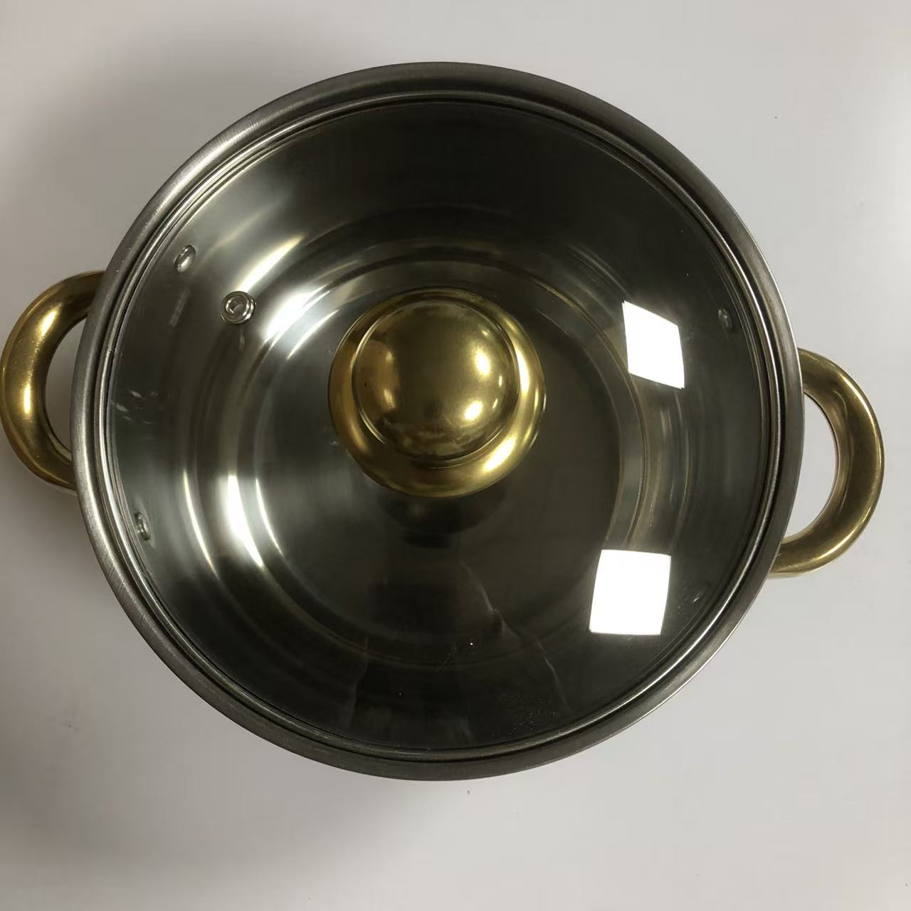 帮客材配 304不锈钢多用途(电磁炉)汤锅金色锅耳20CM汤锅 收前务必验货高清大图