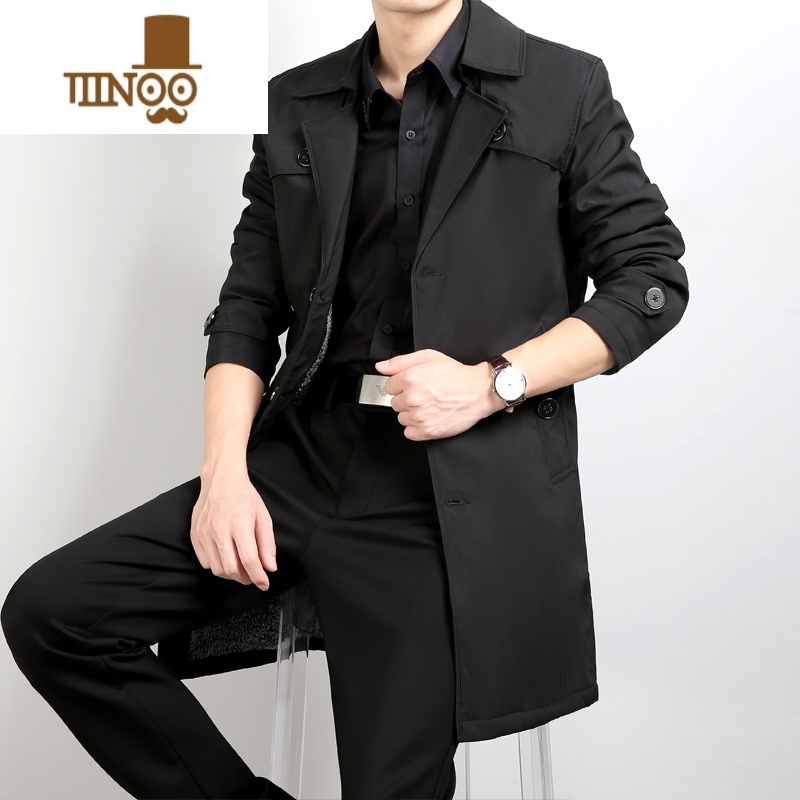 YANXU公务员风衣外套男中长款感行政夹克修身英伦风2023新款高清大图