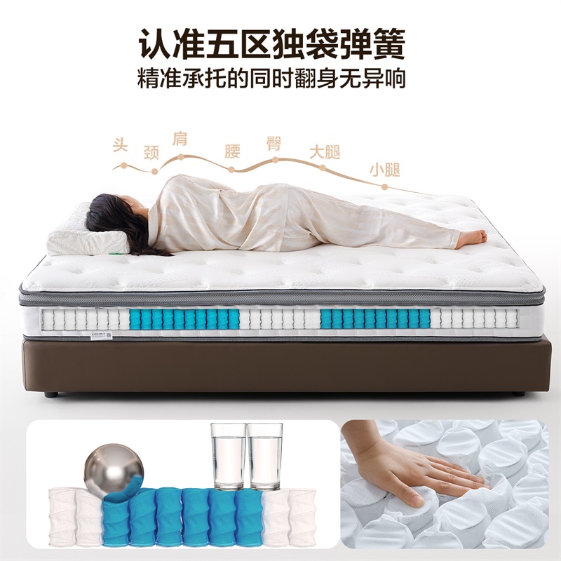 全友家居双功能乳胶床垫软硬正反两面床垫独袋弹簧床垫高清大图