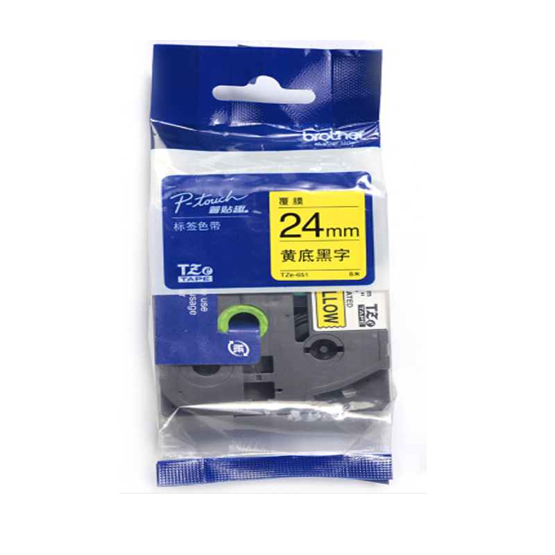 兄弟(brother)Tze-651 24mm (黄底黑字)标签带