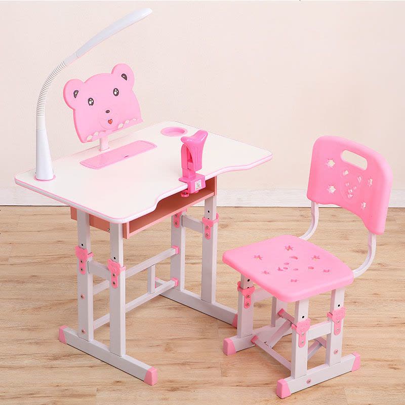 运输破损包补发儿童学习桌椅佩奇熊出没汪汪队床边练写字读书桌 带矫正器 款式7全图版-小猪佩奇-粉色图片