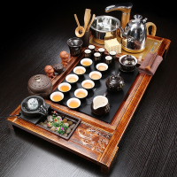 茶具套装整套功夫茶盘全自动紫砂茶壶茶道木质法耐茶台家用简约 分体柴烧马盘紫砂 7件