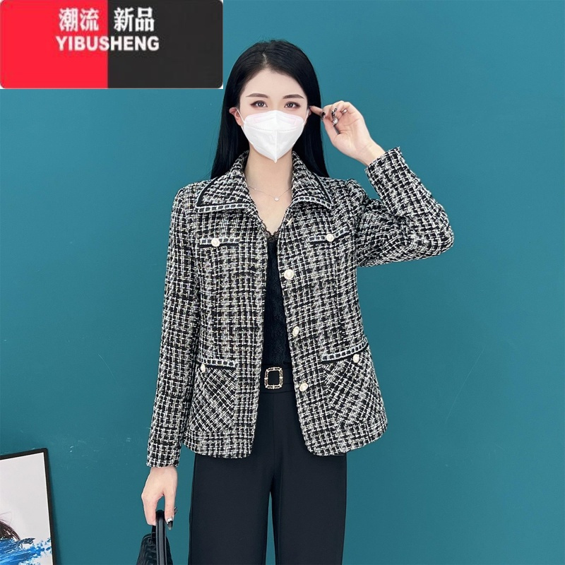 yibusheng母亲节小香风外套女短款妈妈春秋洋气上衣中年女装春装气质