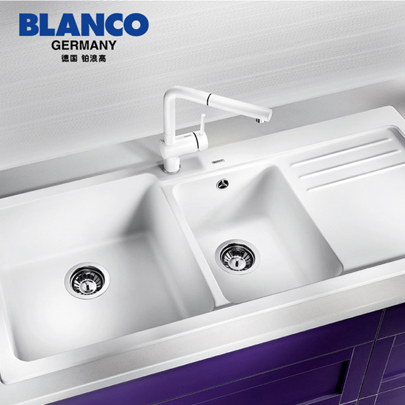 德国铂浪高blanconaya8s花岗岩水槽厨房洗菜盆石英石双槽519656预定货