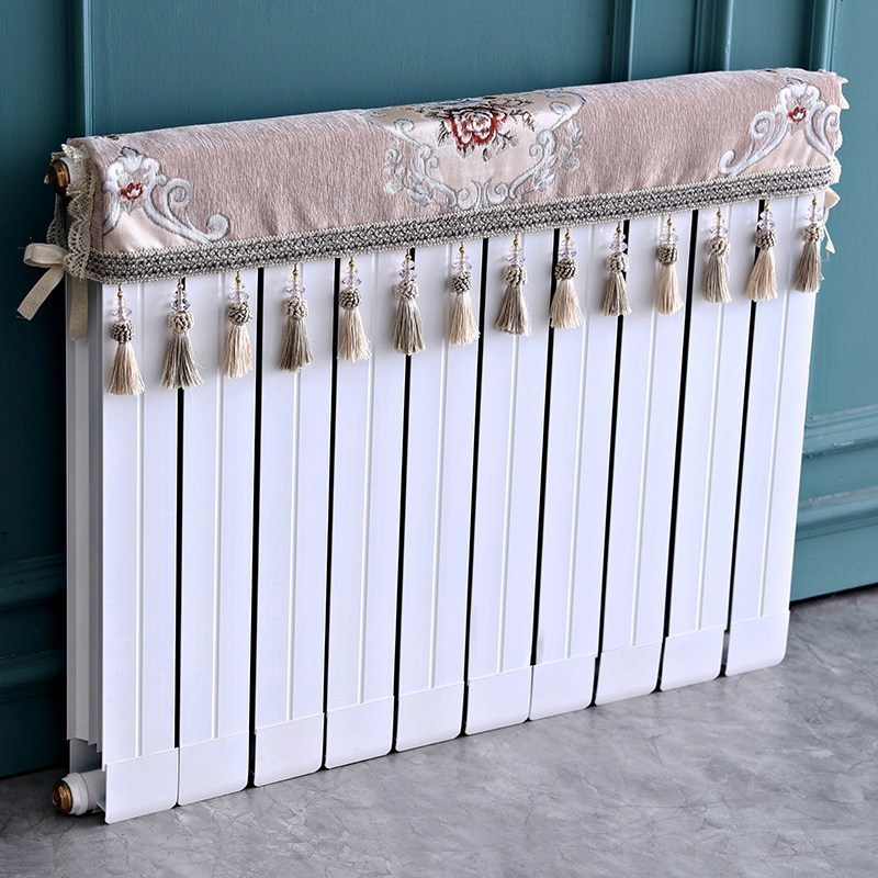 欧式暖气片罩装饰罩子布艺防尘套老式遮挡盖布遮挡帘保护套卫生 凌云咖色 长度120cm*厚度10cm*高度(含穗)20cm