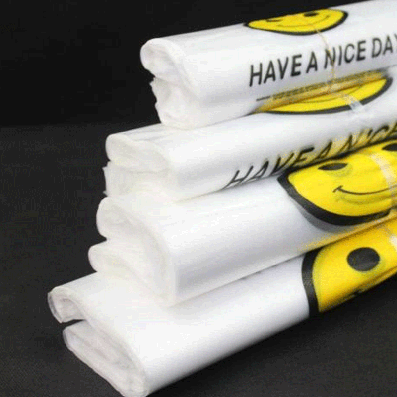 笑脸透明塑料袋手提袋子食品袋购物外卖打包袋方便袋日用收纳用品收纳袋简约图片