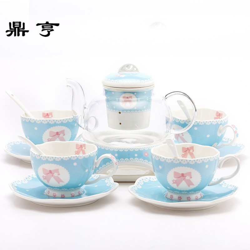 鼎亨日系陶瓷玻璃茶具花茶壶煮水果茶壶套装加热下午茶杯花茶具整