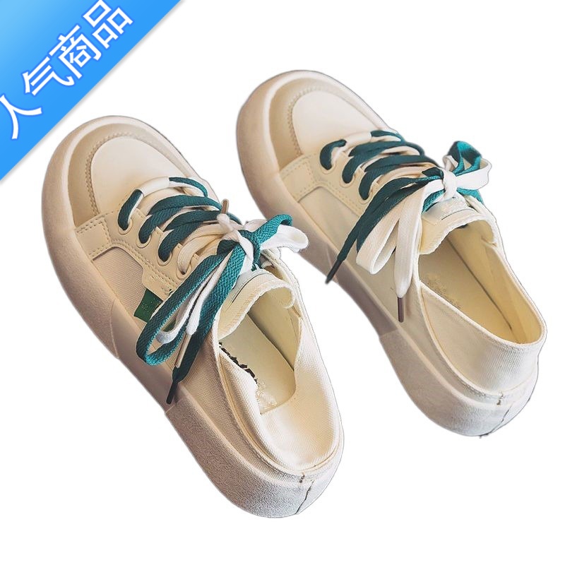 SUNTEK帆布鞋夏季新款透气2023新款两穿半拖一脚蹬小白鞋懒人休闲女鞋子高清大图