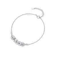 镀18K金手链925纯银五帝钱轻奢高级感流苏女式招财进宝风金币手链 L977_镀白金