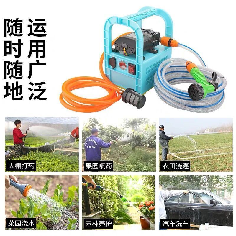 充电式水泵菜地浇菜充电水泵便携式家用户外浇菜手提式抽水泵电瓶泵小型抽水机打药泵 锂电瓶+全套配件+200米水管高清大图