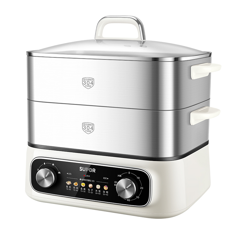 苏泊尔SUPOR三层多功能电蒸锅 ZN30FK69 不锈钢材质 三档旋钮控制 预约蒸煮高清大图