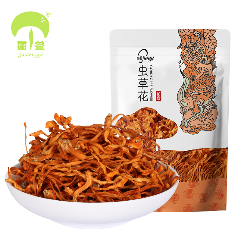 菌益 虫草花68g袋装精选新鲜孢子头北金蛹虫草干货特产 煲汤材料