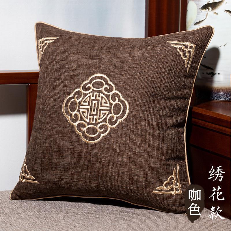 家柏饰(CORATED)新中式刺绣花抱枕套客厅沙发亚麻靠背不含芯腰枕靠枕头中国风靠垫