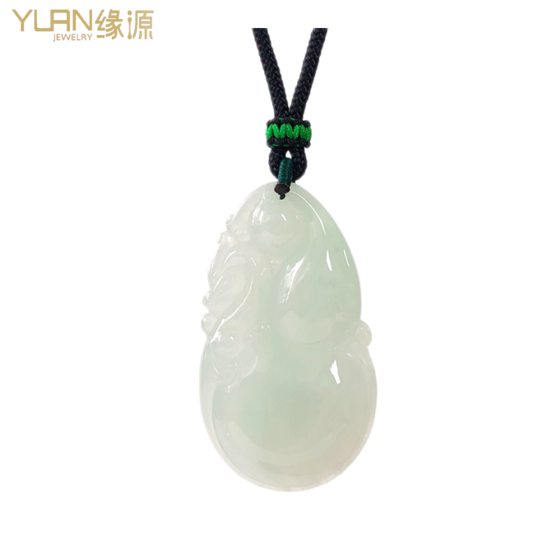 缘源珠宝 天然A货翡翠吊坠 糯种果绿色翡翠葫芦挂件 男女款 附送证书