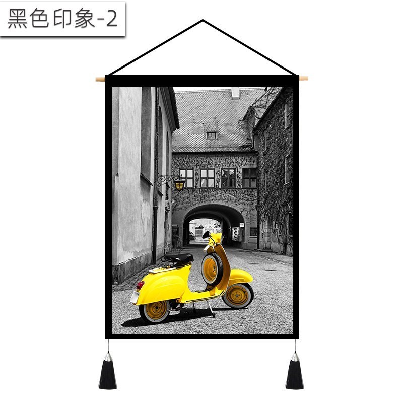 背景布风挂布 房间装饰画墙布北欧客厅沙发背景墙床头挂画 黑色印象-2 宽45cm*高65cm
