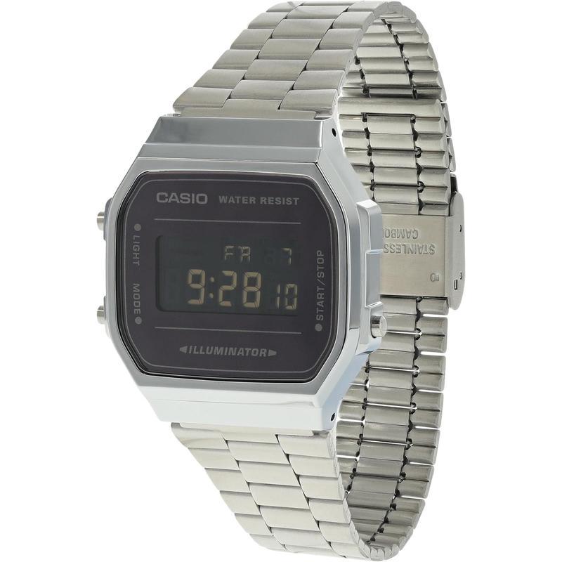 卡西欧casio时尚百搭简约休闲不锈钢表带石英手表小方表a168wem1vt