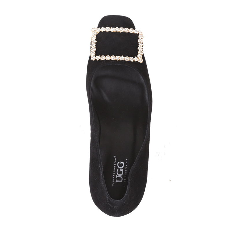 OZWEAR UGG OB304 春夏新款高跟鞋 5cm细跟羊绒鞋面方钻女鞋