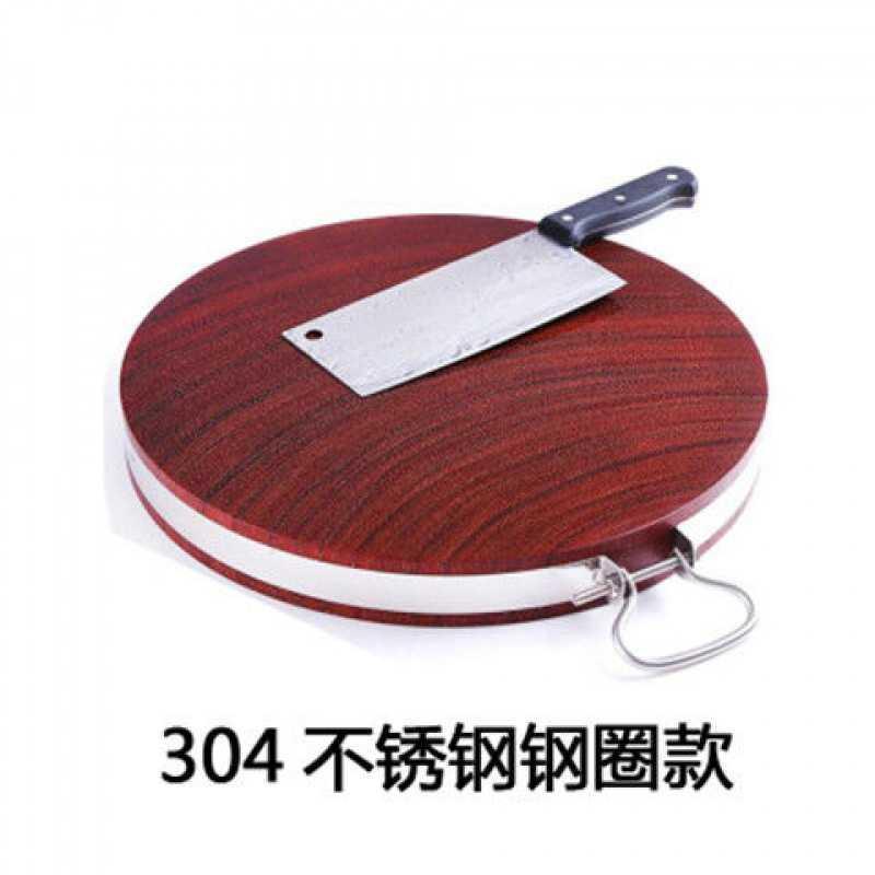 敬平(JING PING)越南铁木砧板实木圆形菜板厨房切菜板家用案板整木蚬木肉墩子 钢圈包边款直径42*4cm