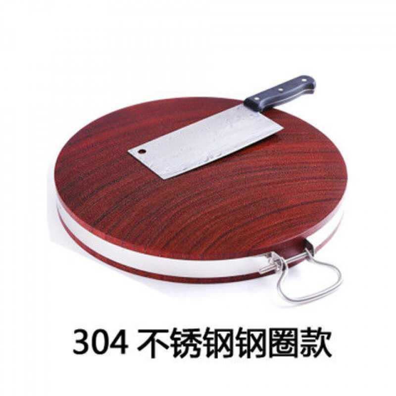 敬平(JING PING)越南铁木砧板实木圆形菜板厨房切菜板家用案板整木蚬木肉墩子 钢圈包边款直径42*4cm图片