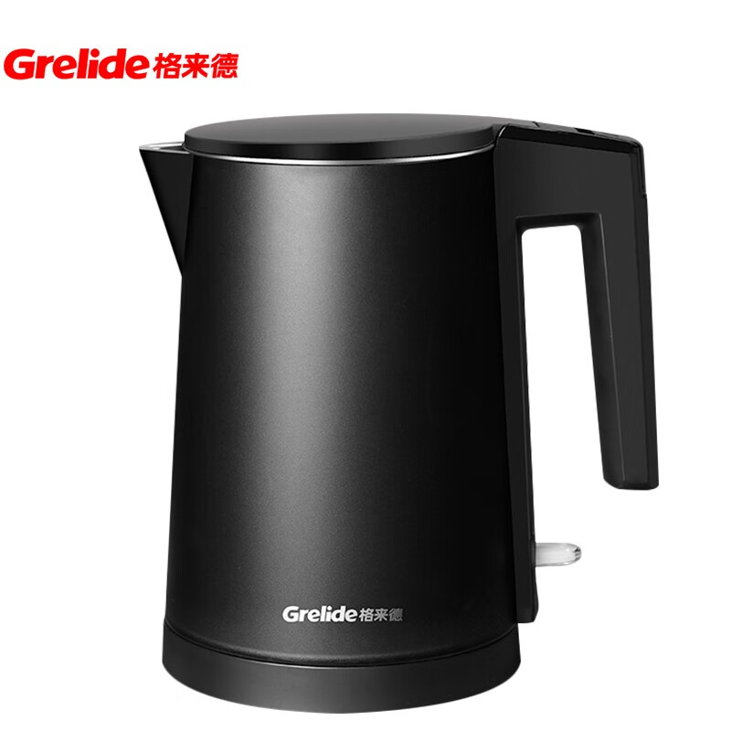 格来德 (Grelide)HD1008 格来德电热水壶0.8L小容量烧水壶双层保温可视水窗带防尘盖 白色