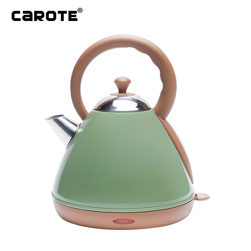 卡罗特(CaROTE) 304不锈钢电热水壶家用暖壶热水瓶暖瓶1.7L 水瓶保温瓶欧式咖啡壶 橄榄绿