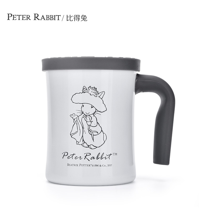 比得兔(Peter Rabbit) 办公室水杯304不锈钢创意马克杯茶杯带盖咖啡杯杯子 白色