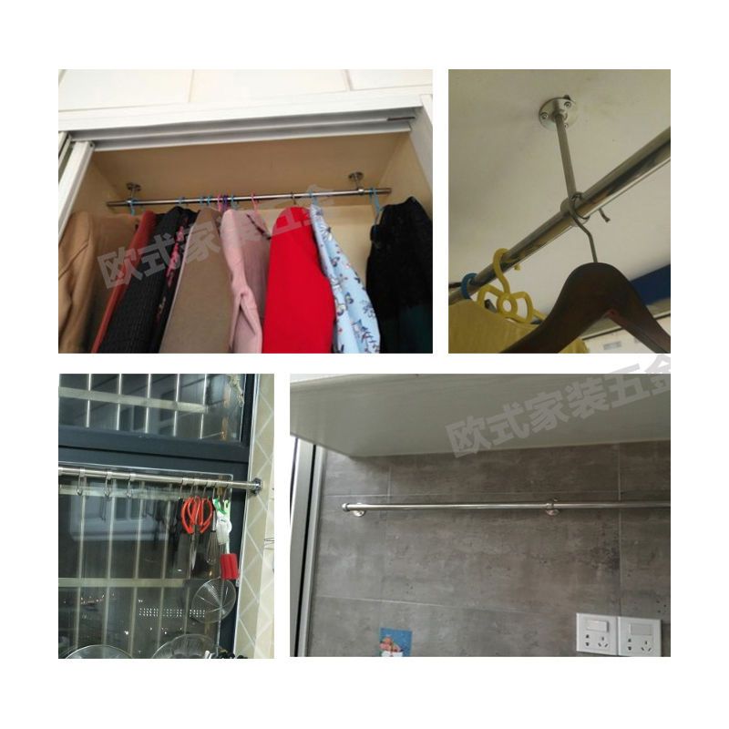 不锈钢管法兰座衣柜挂衣杆衣架杆托毛巾杆吊座晾衣杆固定托座配件|矮中通22mm/高60MM（1个装）