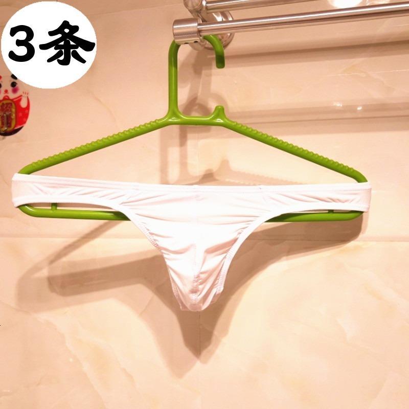 3条装丁字裤男青年情趣一字男士冰丝单丁内裤低腰T裤超薄无痕