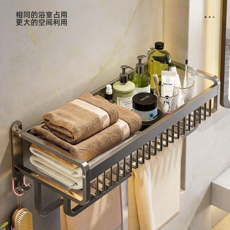 阿斯卡利ascari太空铝浴室毛巾架免打孔厕所卫生间置物架衣服收纳壁挂