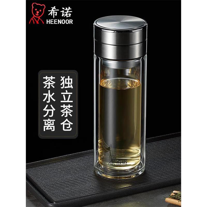 希诺双层加厚隔热防烫玻璃杯高清大图