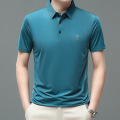男士冰丝polo衫薄款短袖翻领t恤男中年休闲凉感速干男装体恤 2XL 湖蓝色