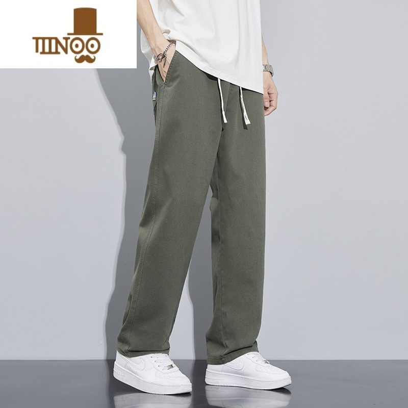 YANXU休闲裤子男士2023新款直筒宽松潮牌秋季男生美式高街阔腿工装长裤高清大图