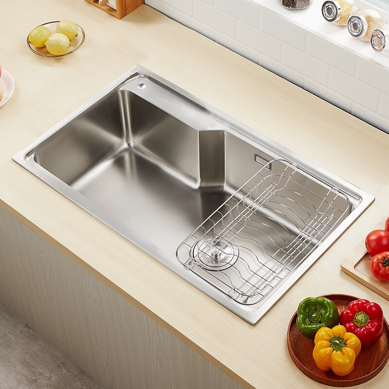 jomoo 九牧 厨房304不锈钢反向大单中式无阻隔左沥右洗小r角洗菜盆