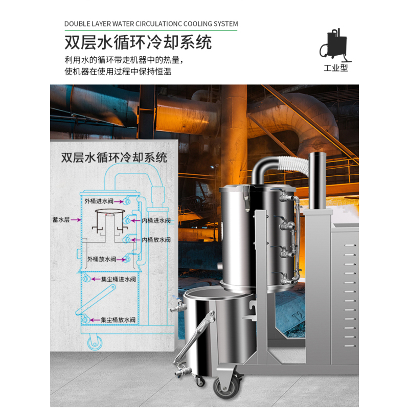 凯叻KL3011耐高温吸尘器工业用380V电压吸尘器锻造厂用吸高温颗粒物