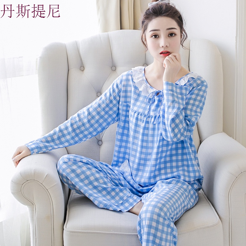 睡衣春秋梭织纯棉绸睡衣女士夏季长袖薄款棉绸家居服大码空服