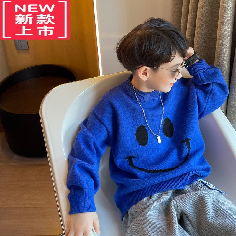 可莉允男童毛衣2022秋冬新款中大童男孩圆领上衣儿童休闲针织打底衫洋气图片