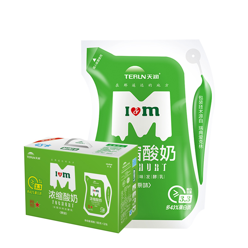 天润(TERUN)网红酸奶浓缩原味经典酸牛奶180g*12袋