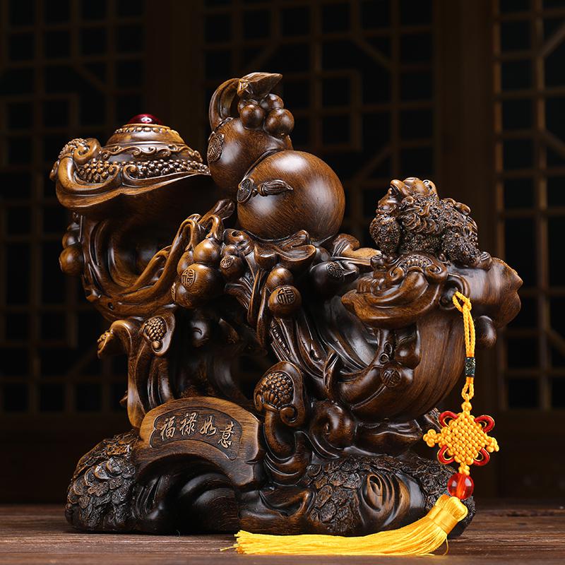 美帮汇玉如意葫芦摆件三足金蟾工艺品家居客厅酒柜装饰礼品高清大图