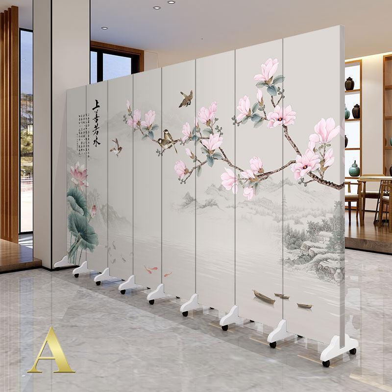 BONJEAN实木中式屏风隔断客厅酒店玄关现代简约移动折叠办公书房隔断墙高清大图