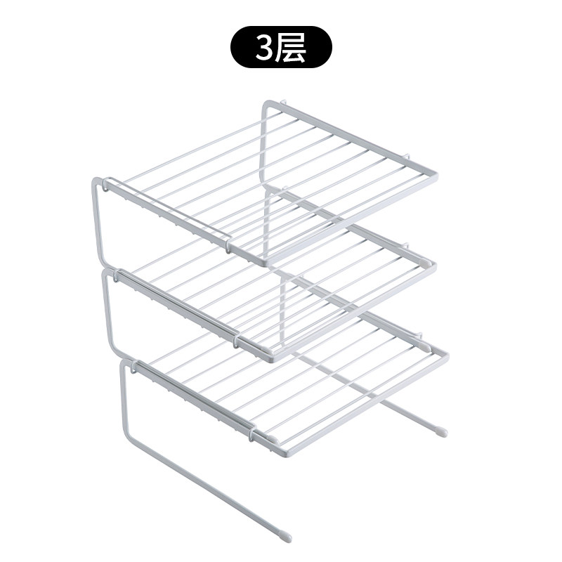 厨房置物架台面分层收纳架调料架铁艺橱柜浴室用品沥水碗筷碟架子收纳层架三维工匠 3层