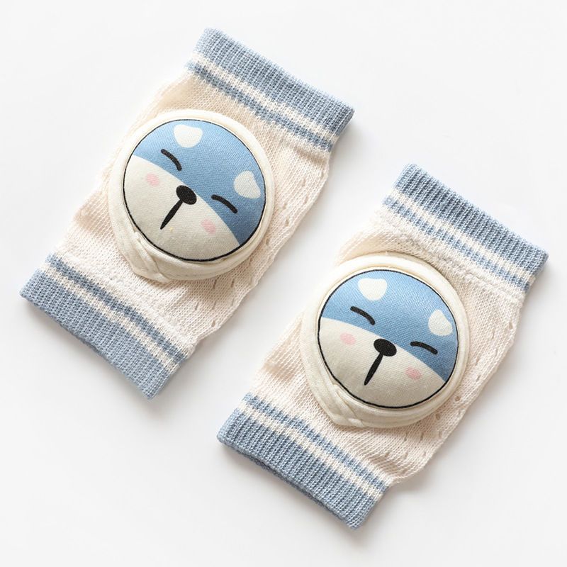 宝宝护膝夏季网眼护腿神器卡通婴儿护膝爬行学步护肘防摔儿童护膝蓝色