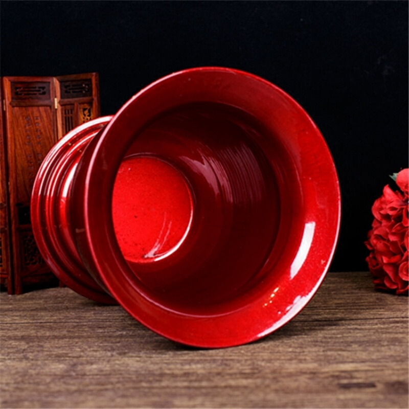 结婚红痰盂陪嫁搪瓷痰盂儿童坐便器高脚加厚带盖尿盆便盆马桶