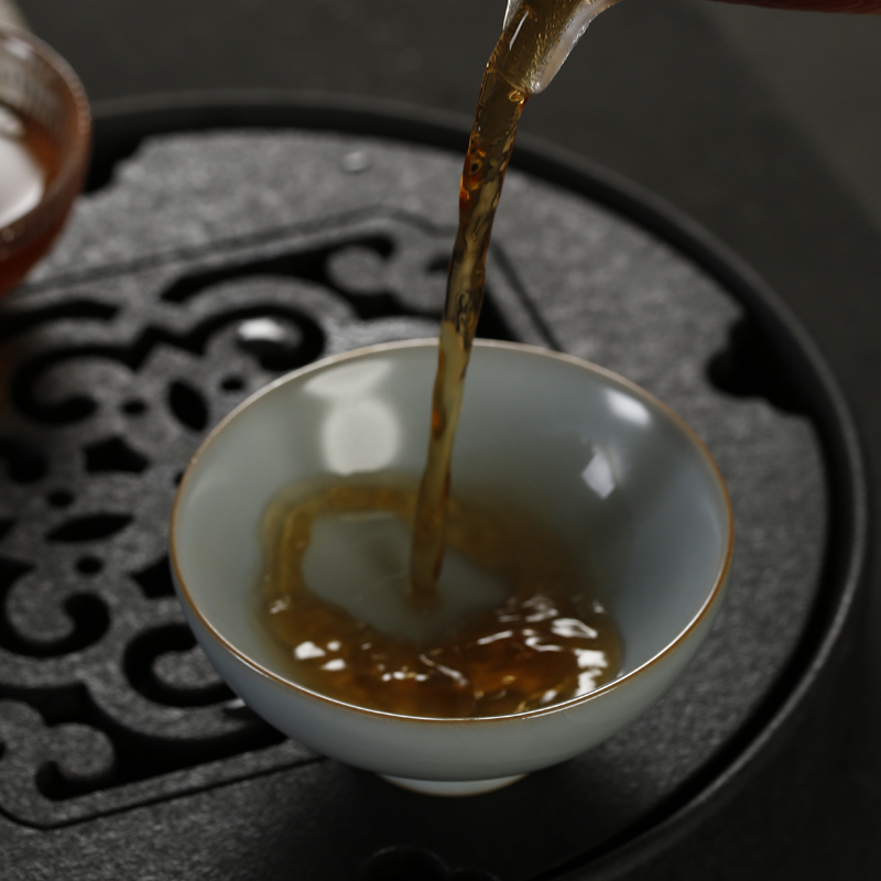 戴云品格 手工汝窑禅定杯陶瓷茶具单杯汝瓷品茗杯开片主人杯大号茶杯礼品 包容杯礼盒