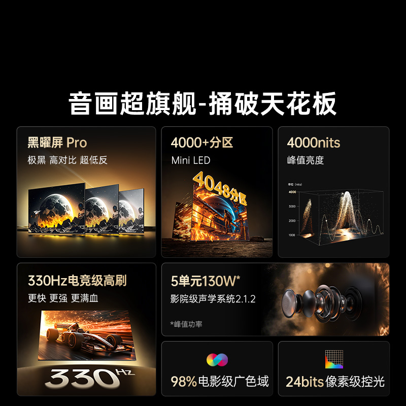 创维酷开电视100K6 Ultra 4000+分区MiniLED4000nits 330Hz高刷 100P8F高清大图