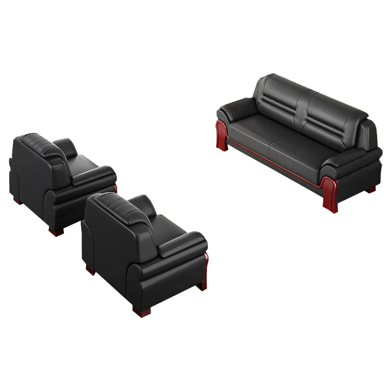 臻远 ZY5110349 办公室沙发简约商务沙发茶几组合休闲沙发 牛皮3+1+1