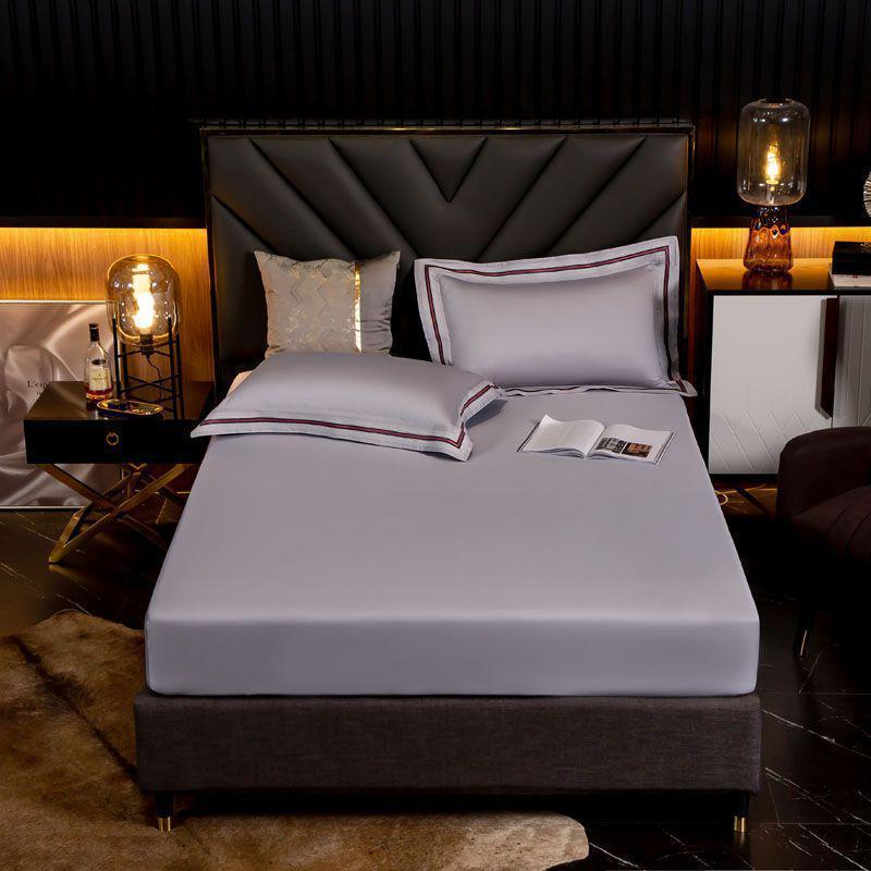 美帮汇100支长绒棉床笠色单件床垫保护套全棉全棉防滑全包床罩 爱丽丝-皓月银 180cmx200cm【100S长绒棉】