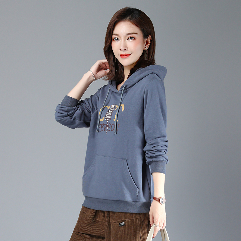 连帽卫衣2022年春季新款大码韩版宽松女士卫衣时尚百搭加厚卫衣女装套