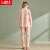 红豆居家女士格纹纯棉休闲居家服套装