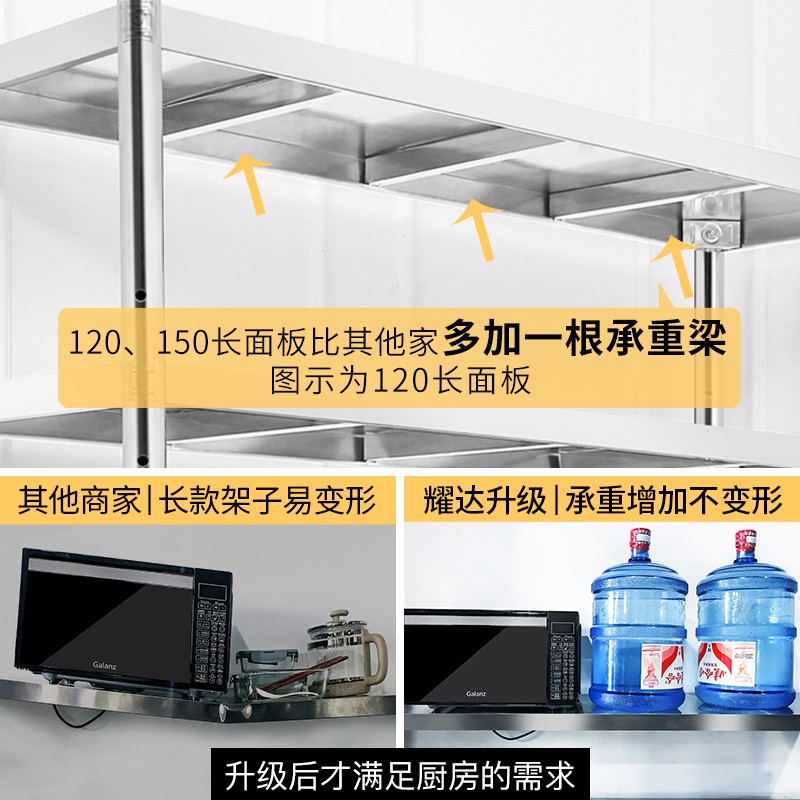 不锈钢厨房置物架落地3多层蔬菜架子4微波炉收纳架储物架家用货架收纳层架 三维工匠高清大图
